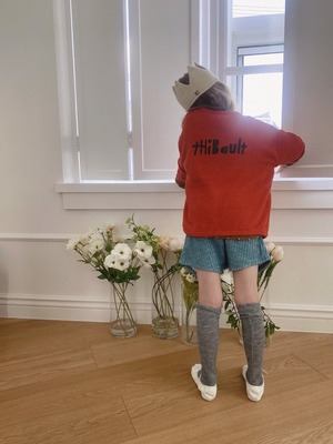 【ojo de papa】コールテンシンプルショートパンツ ブルー 90~110cm 241010