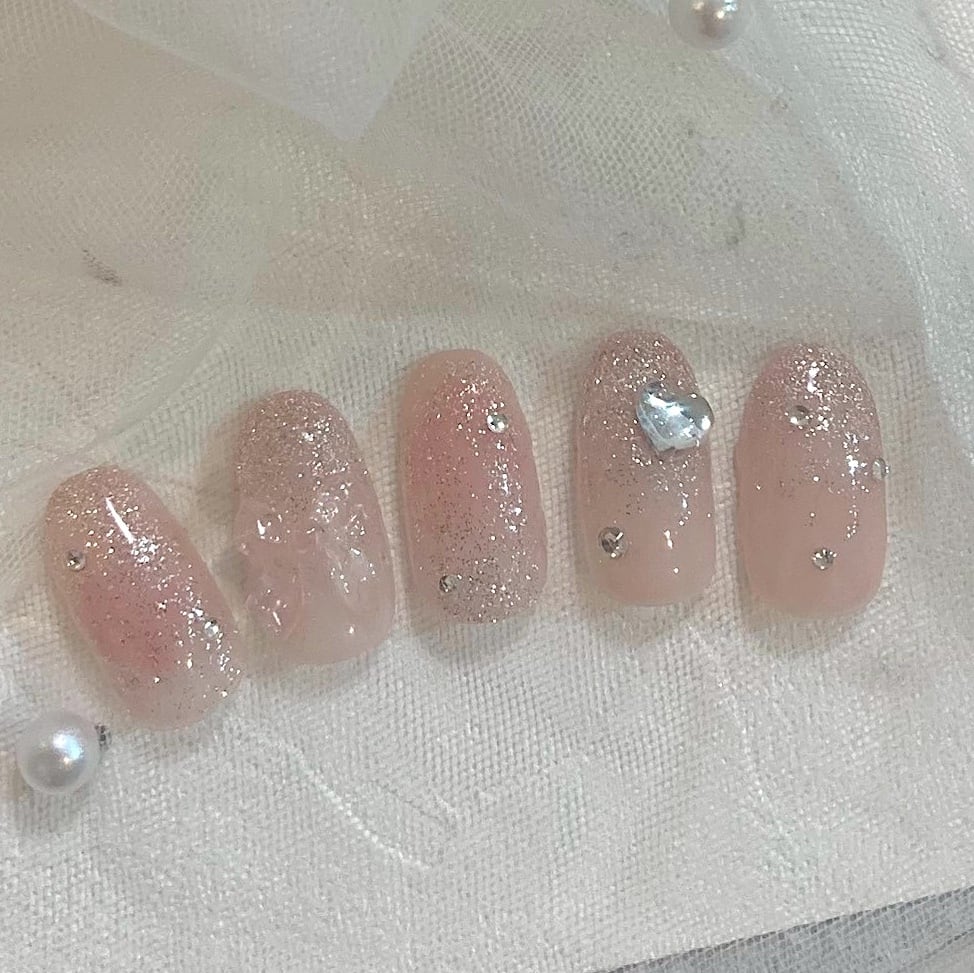 キラキラピンクリボンネイル【SD00004】 | nail chip by lala.