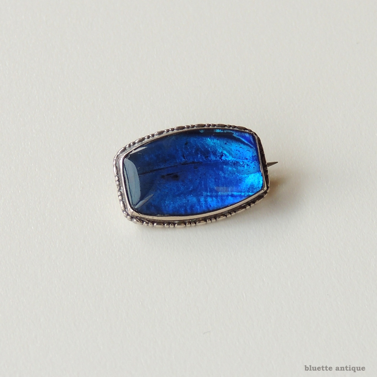 英国アンティークジュエリー スターリングシルバー モルフォ蝶ブローチ