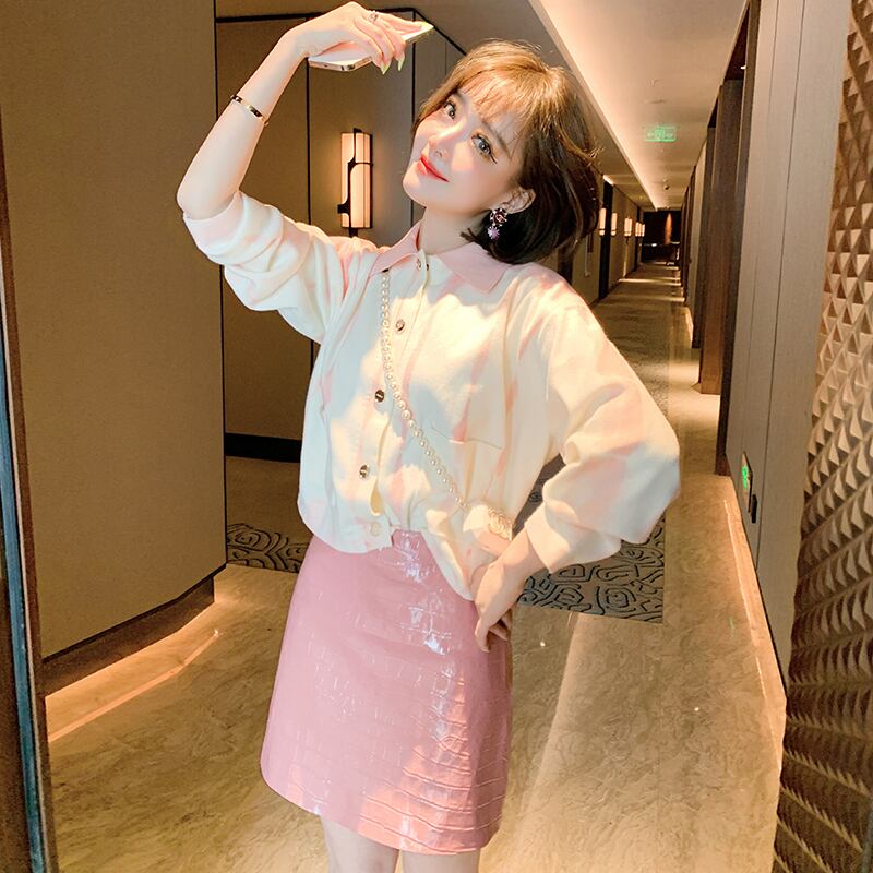 カラーニットカーディガン レッド 刺繍 MIUCO61388562455