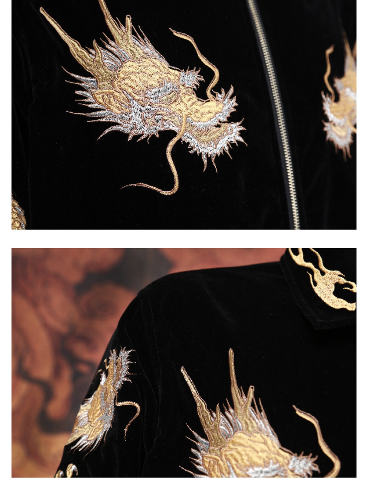 Golden Dragon Embroidered Velvet Jacket【G1210】