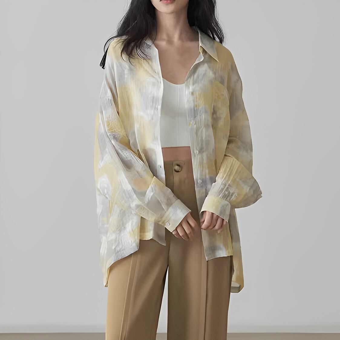 オブリークダイプリントオーバーシャツ 00386