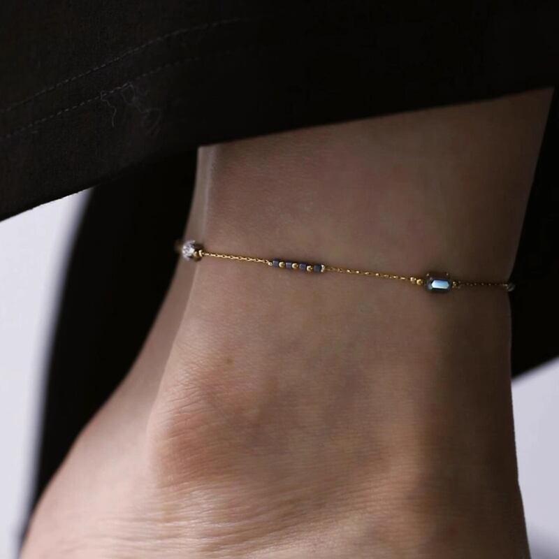 ビーズデザイン細身チェーンアンクレット 204371