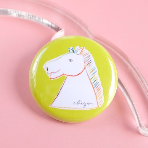 【CHIQON】ROUND  缶バッチ「チェス（きみどり）」