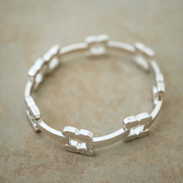 【FRENCH ANTIQUE】FLOWER CHAIN SILVER BRACELET