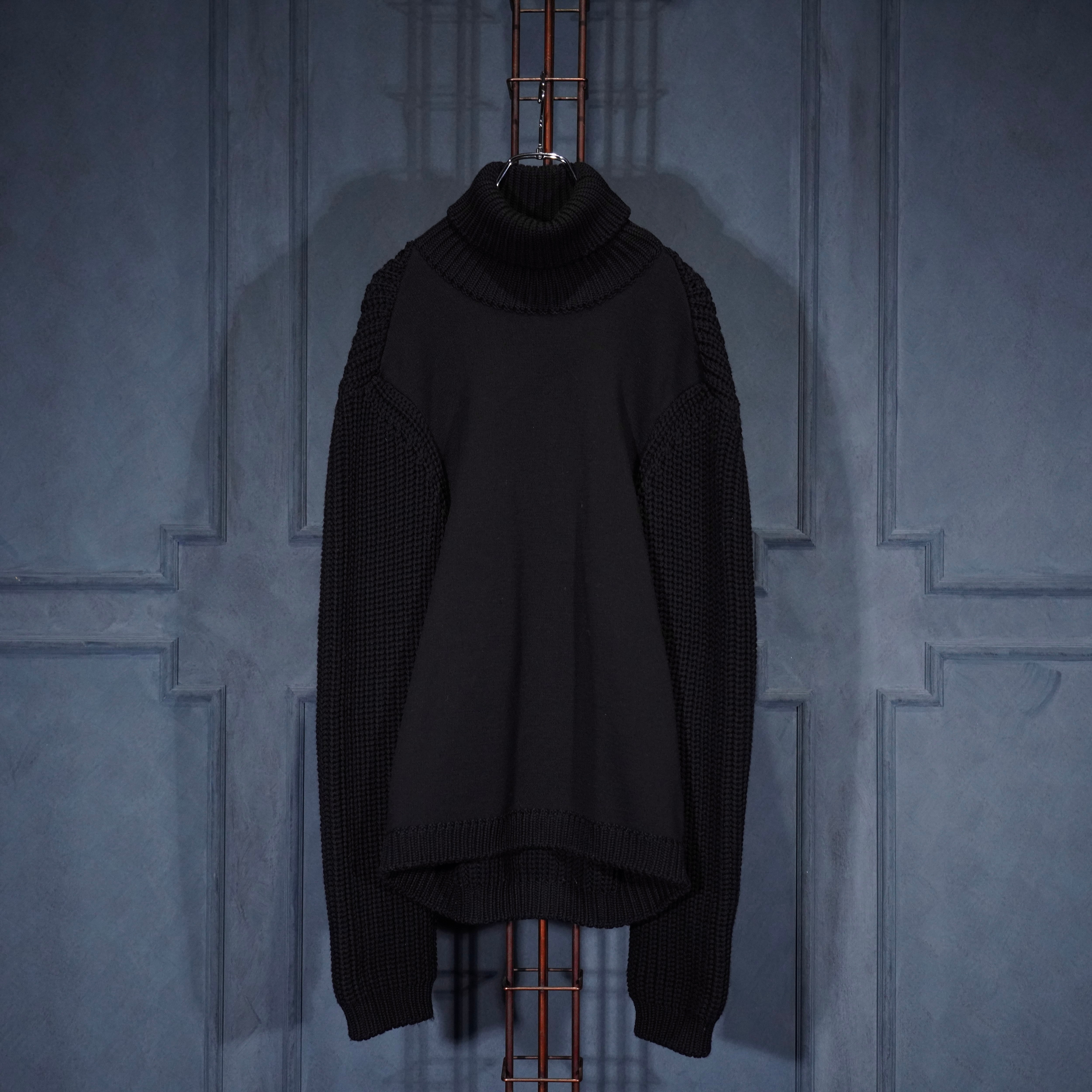 Salvatore Ferragamo WOVEN SWITCHED DESIGN HIGH NECK KNIT MADE IN