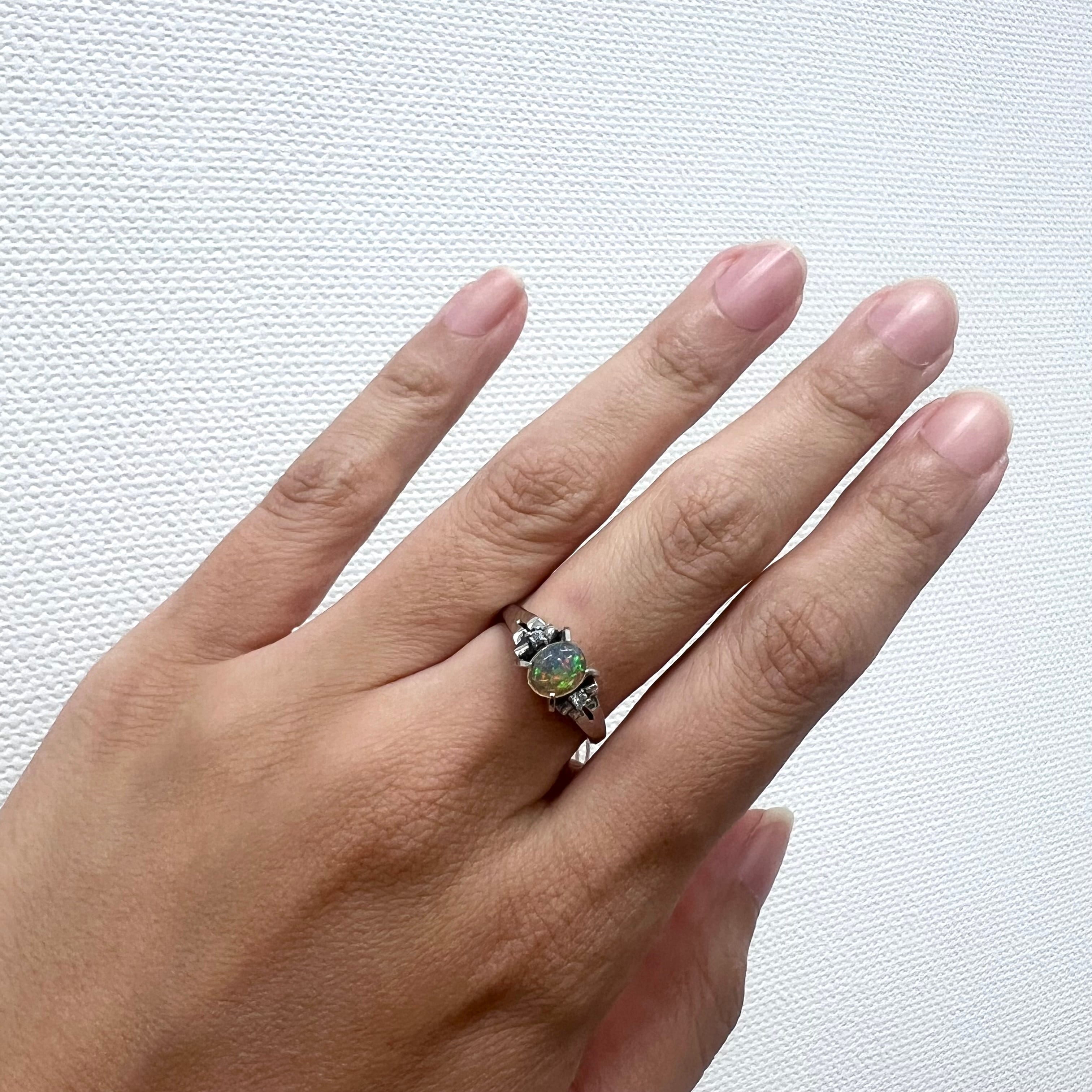 日本の作品】昭和レトロ 透かし デザイン ヴィンテージ リング Pt900