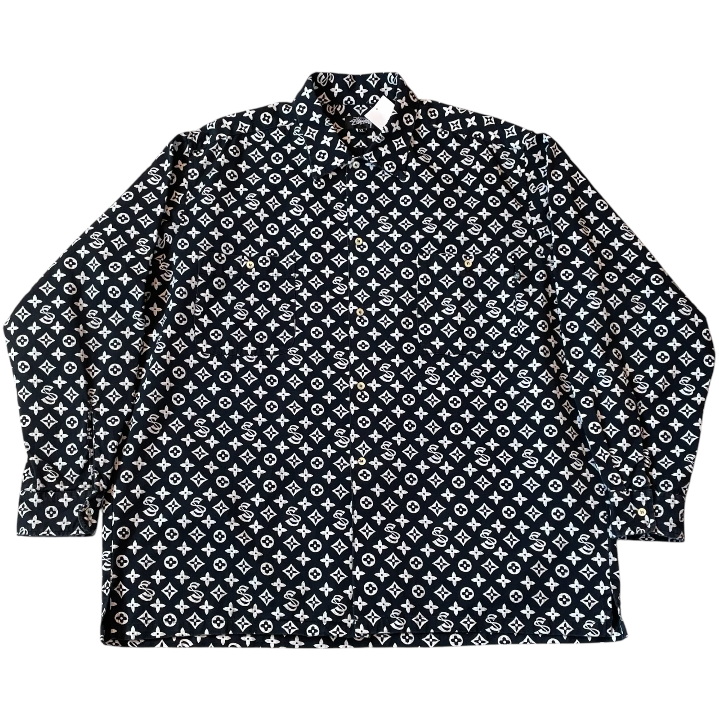Super special!!! 80s STUSSY "monogram" cotton shirt