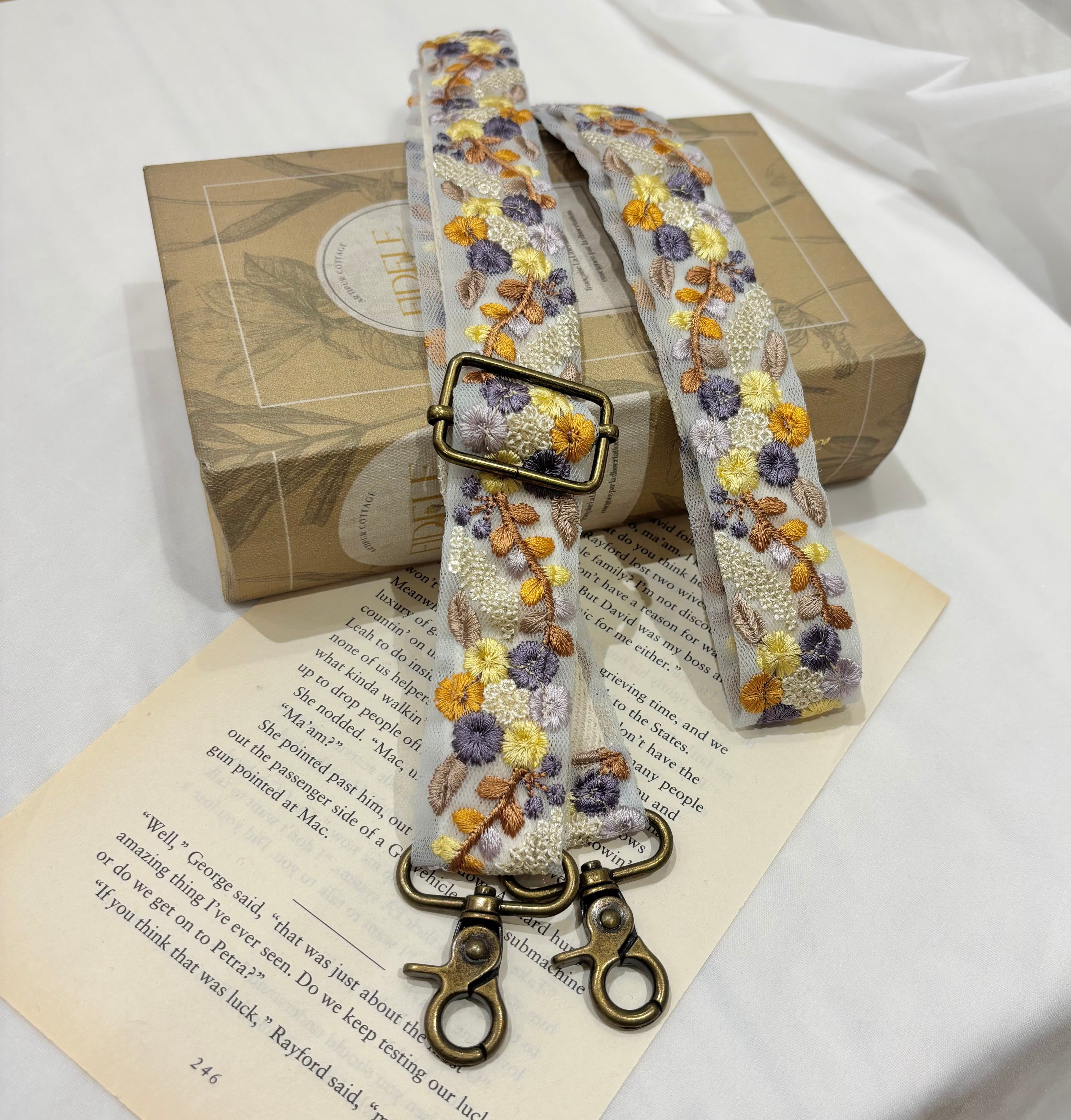 【長さ調整可能！】インド刺繍リボン ショルダー(A71-10)⑤