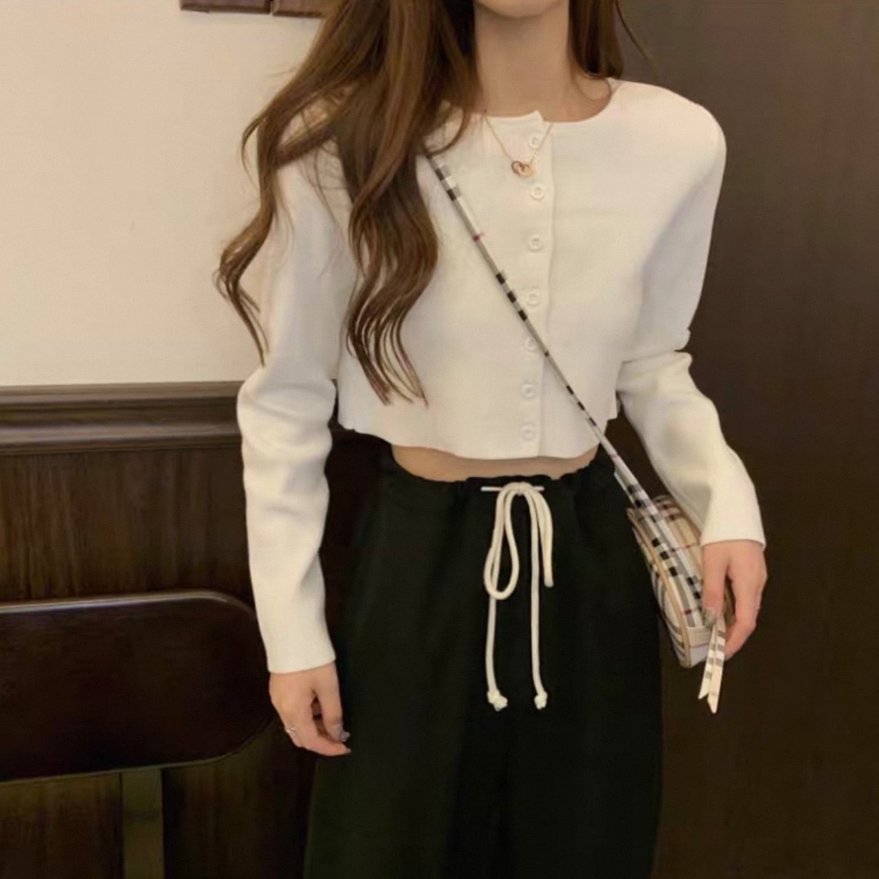 Long-Sleeve Cropped Cardigan