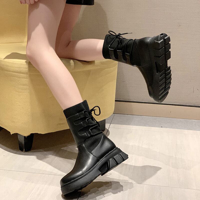 ブーツスプリングオータム薄手レッド 靴 シューズ 春物 秋物 ラウンドトー 部族の婦人靴34939539806