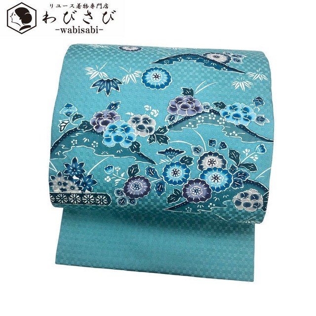 袋帯 美しい四季の花模様 金糸 金色 O-4295 