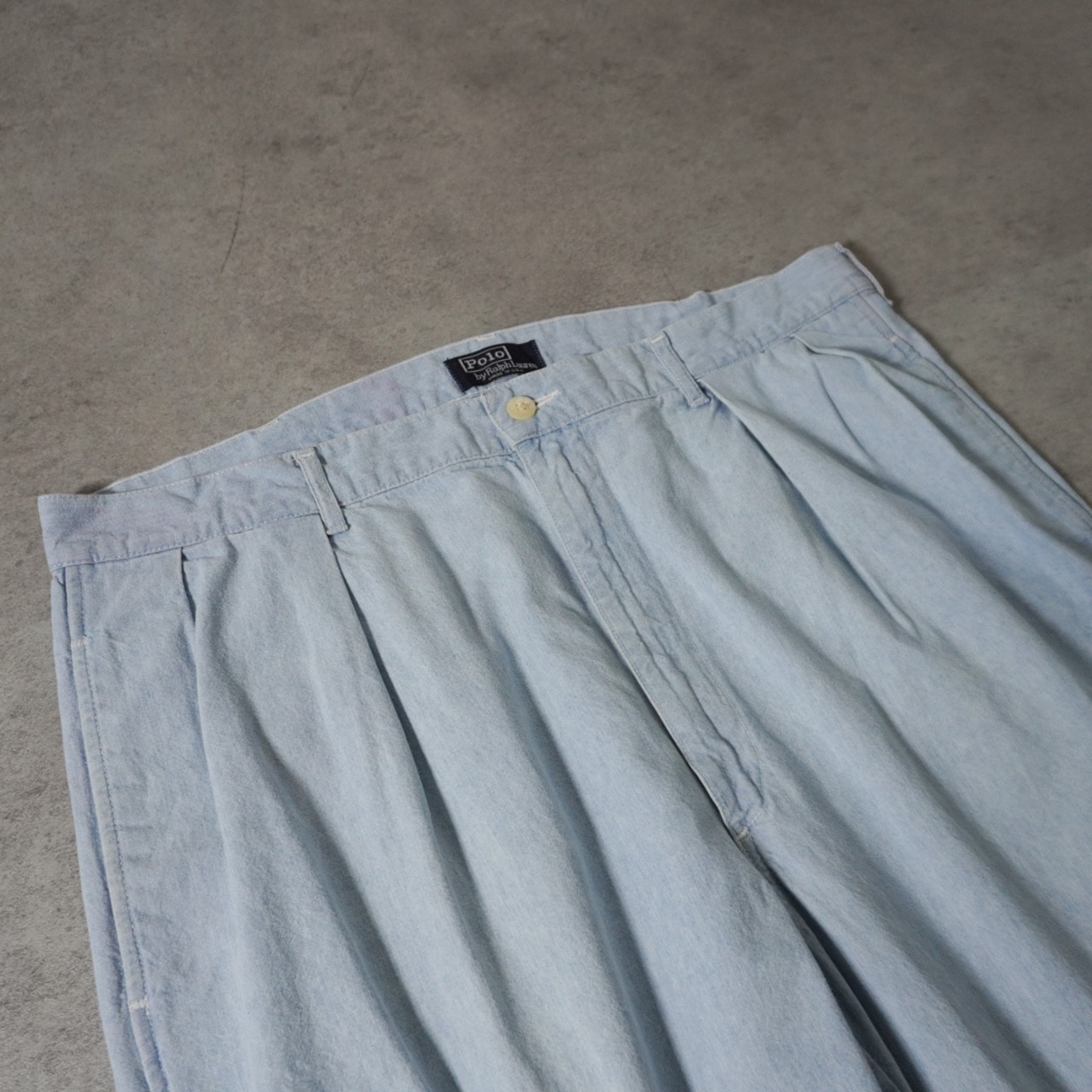 90s USA製 Polo by Ralph Lauren Double-pleated chambray pants [W37L31相当] 古着 - 4