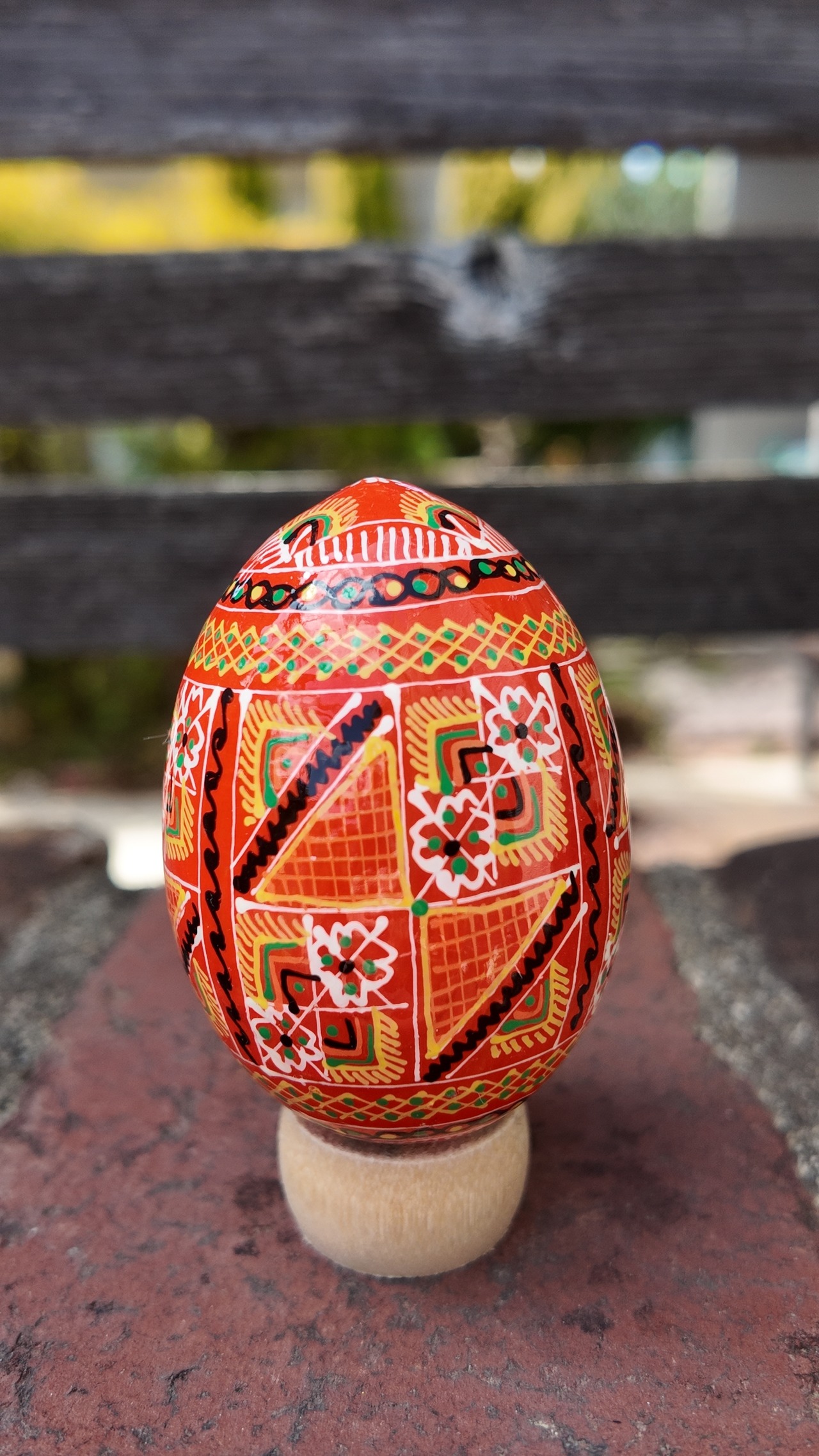 装飾用木製プィサンカ（イースターエッグ）with stand　コロミヤモデル - 2