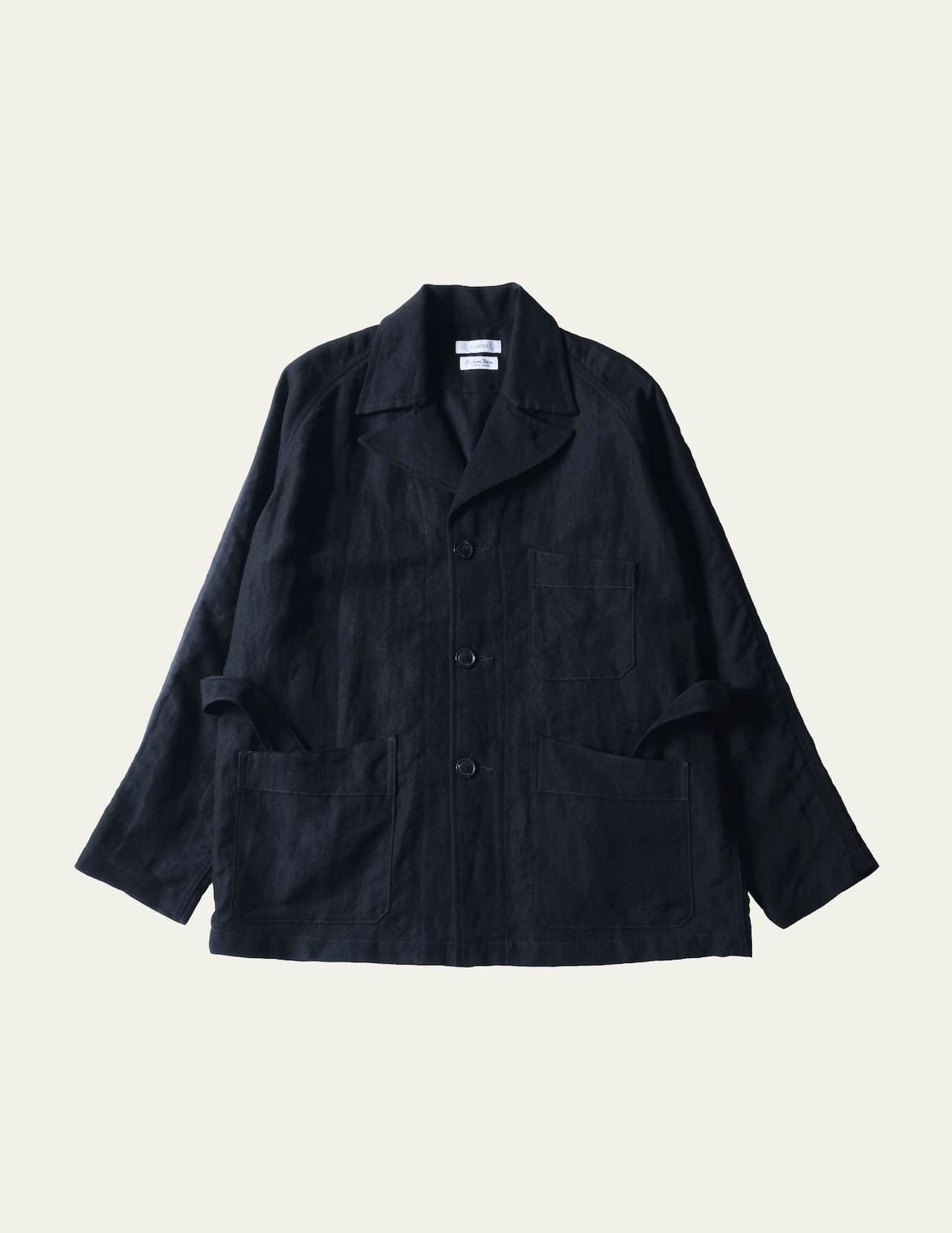 FUJITO Wrap Jacket 'Obi' Dark Navy,Dark Brown