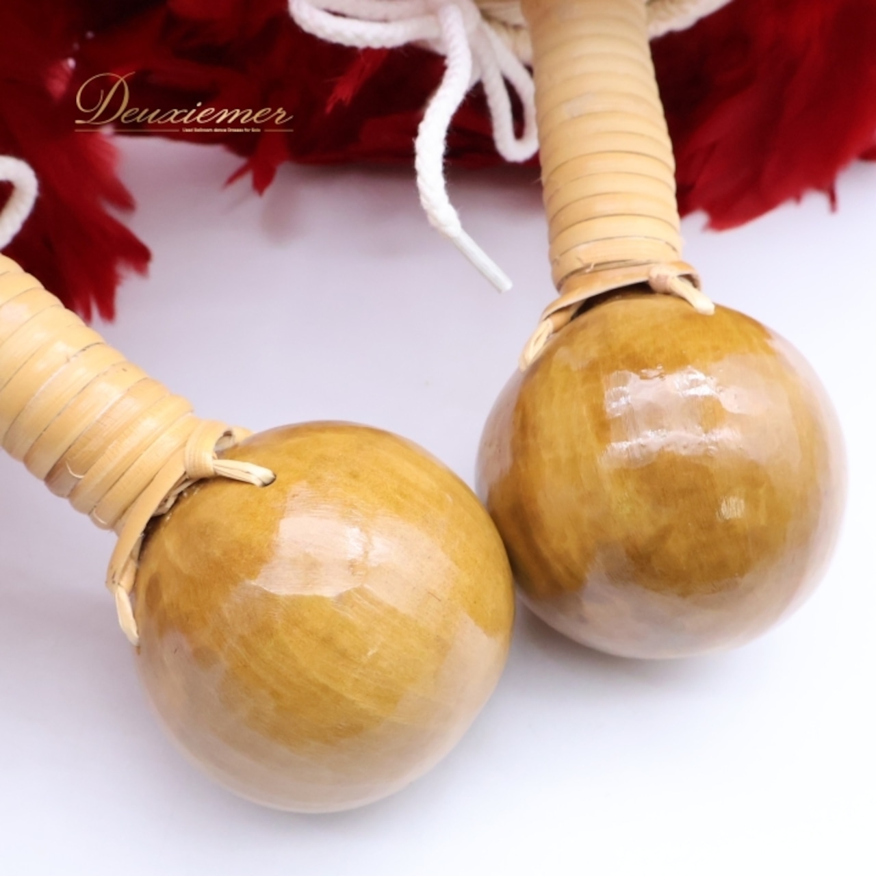 フラダンス ウリウリ マラカス 小物 小道具 楽器 レッド系 赤 イエロー系 黄色 分離型 タヒチアン 民族舞踊 羽 ファー ハワイアン 舞台 フラダンス小物 タヒチアンダンス マラカス楽器 ハワイアン小道具 ハワイ舞踊 赤黄色 羽根