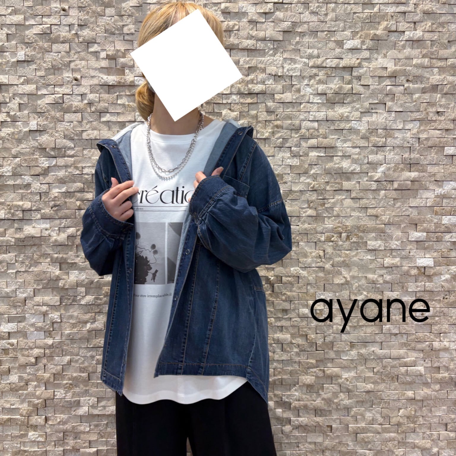 ayane】ダンガリーフーディシャツ（855708） | FORME Base STORE