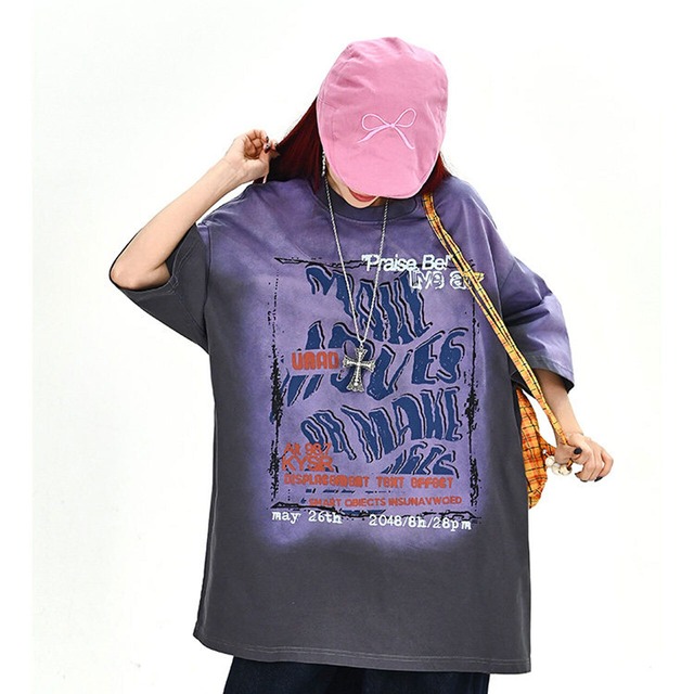 ディストーションロゴヴィンテージライクTシャツ 2col   R01699