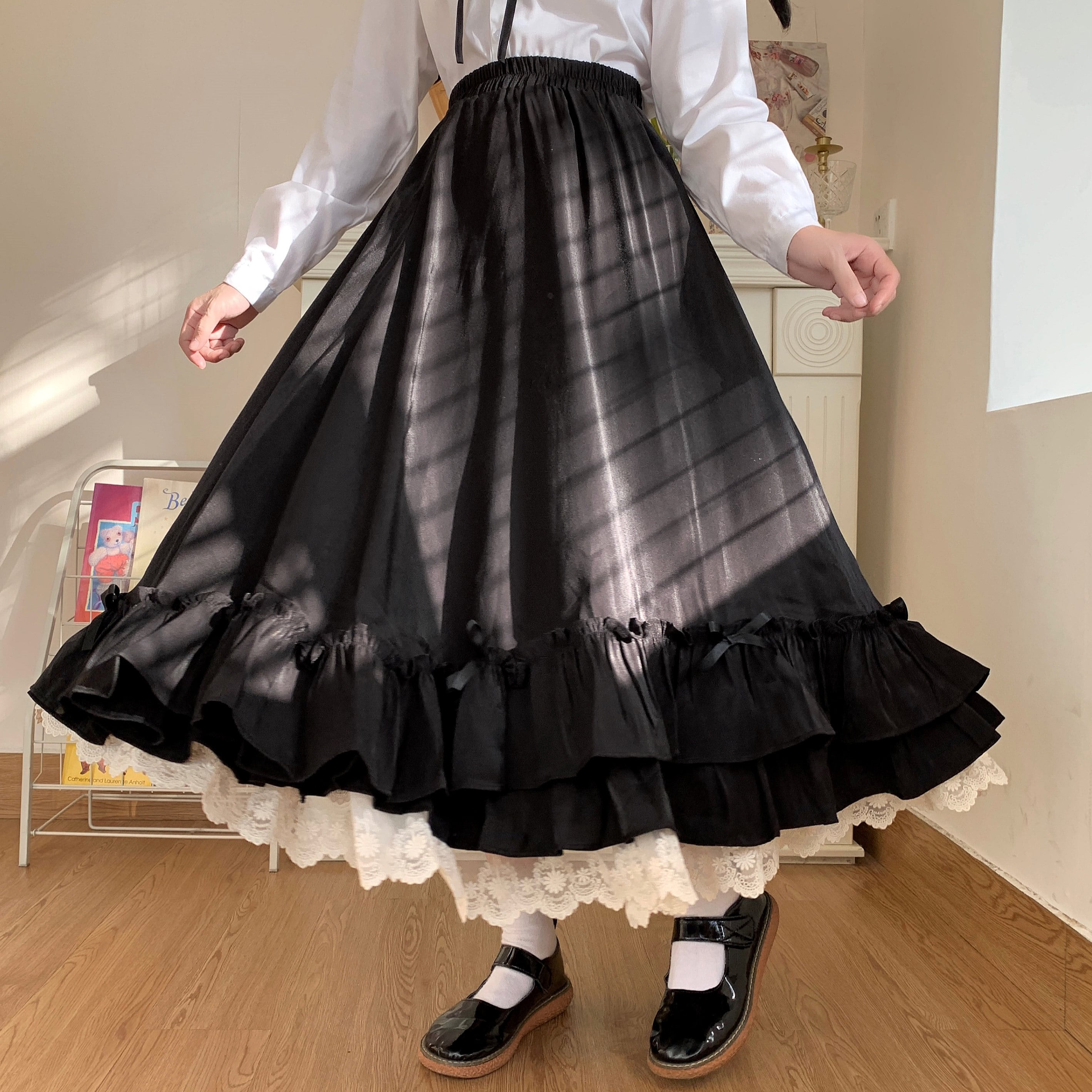 お客様レビューあり♡ ペチコート付き♪ フレアロングスカート suka3 