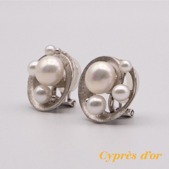 silver925》淡水パール 渦巻きイヤリング D-38 | Cypres d 