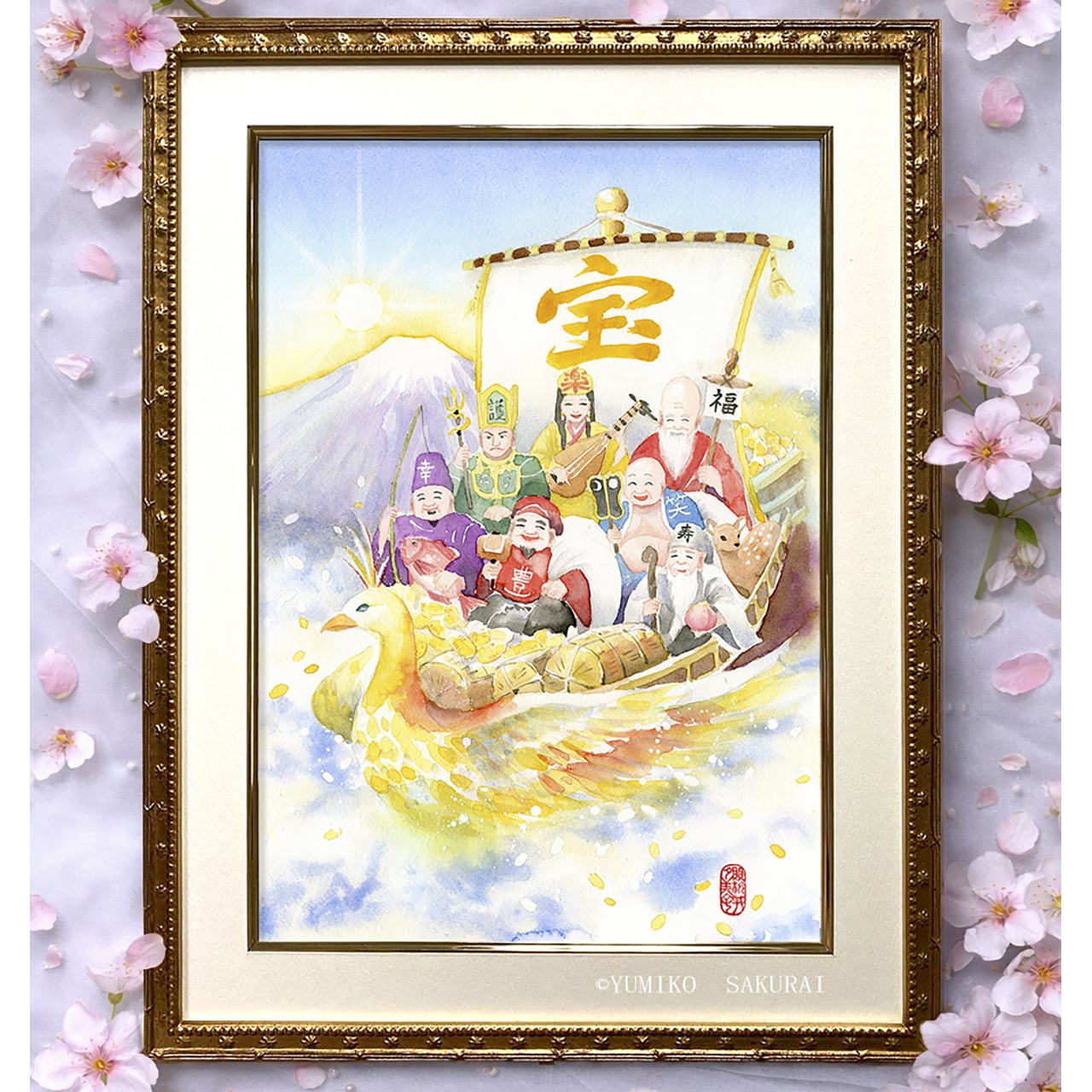 原画「 七福神 」（太子サイズ） | 幸せの水彩画 ヒーリングアート