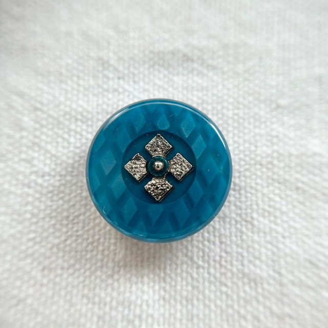 シルバースクエアフラワー×ピーコックグリーンチェック 20㎜