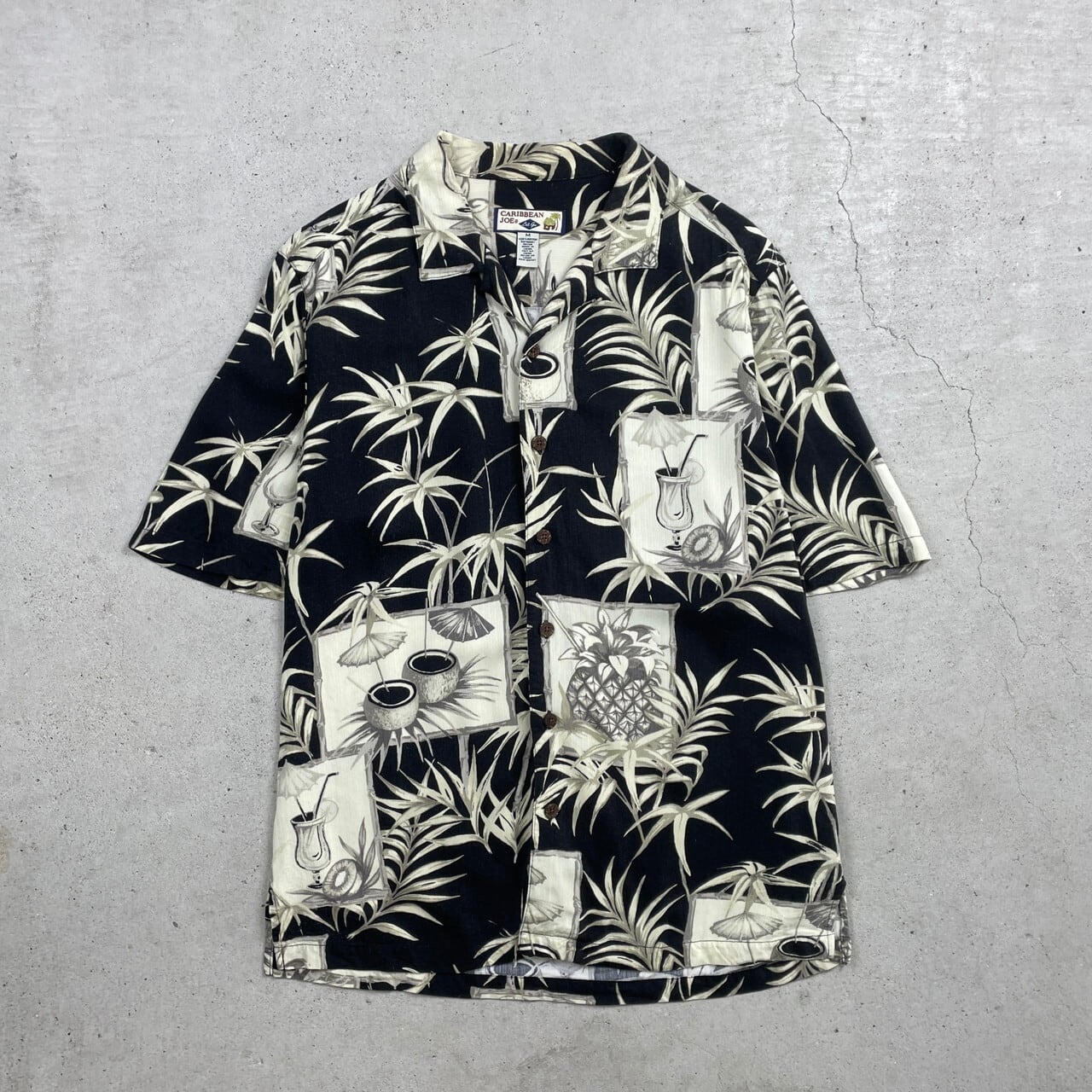 CARIBBEAN JOE 開襟シャツ アロハシャツ オープンカラーシャツ メンズM 