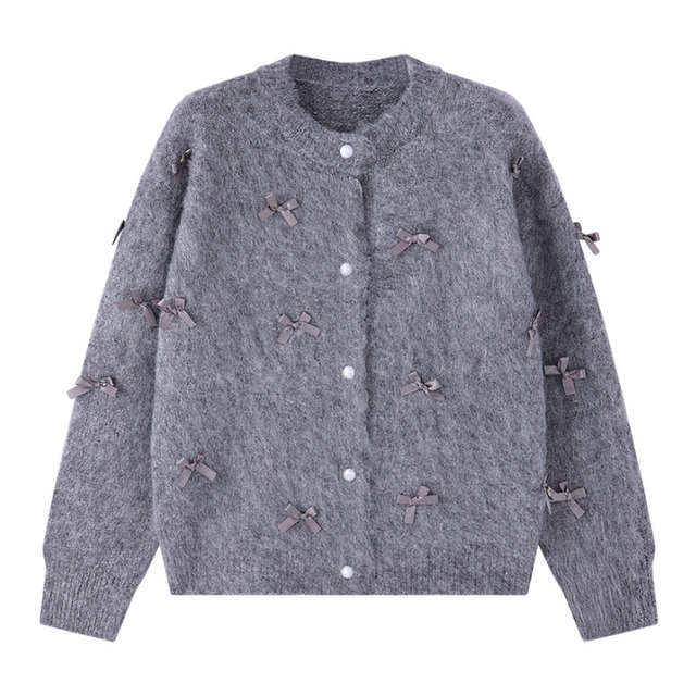 pearl button ribbon cardigan m1101