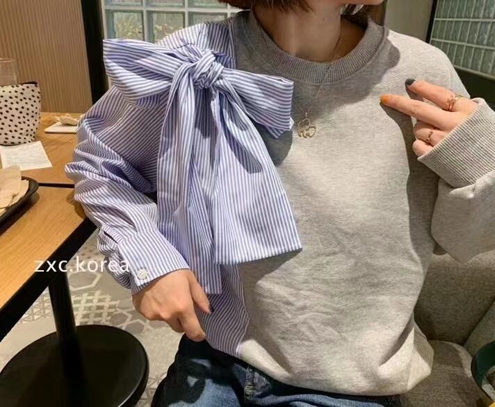 肩リボン異素材切り替えカットソー　AJ21240-206