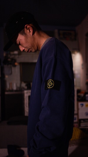SMOKE ISLAND Pigment dye Sweat Shirt [Navy]