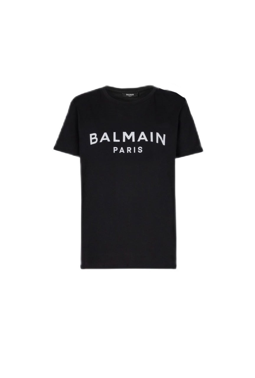 BALMAIN - クロップドTシャツ Balmain ブラックフロックロゴ バルマン フロックロゴ クロップド Tシャツ S