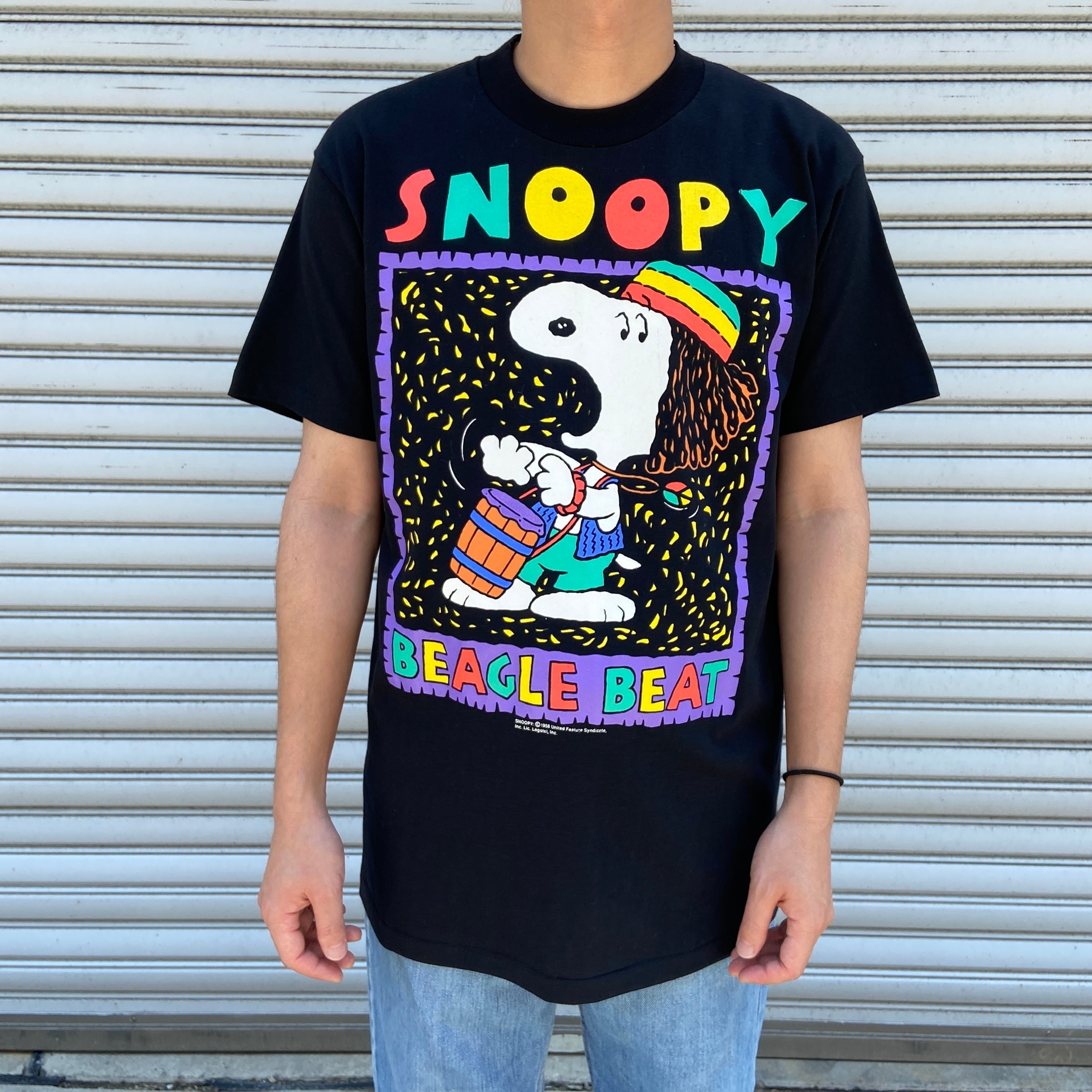 デッドストック 90 USA スヌーピ キャラクターTシャツ ラスタ レゲエ M