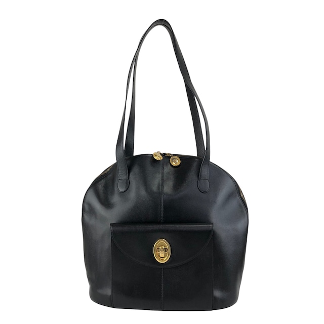 Christian Dior クリスチャン ディオール ショルダーバッグ ブラック オーバル ターンロック レザー vintage ヴィンテージ オールド 7ng3ku
