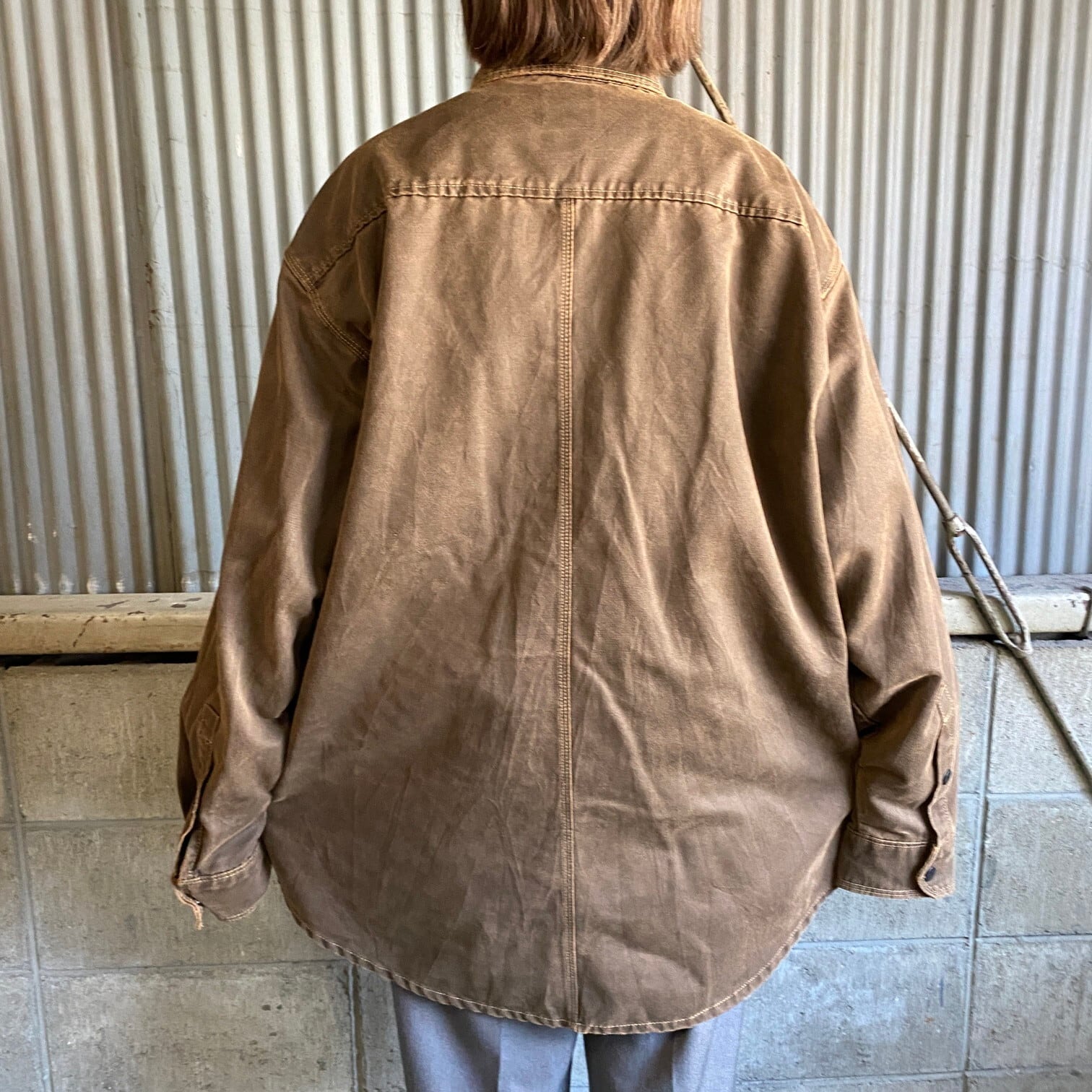 REDHEAD 無地 長袖シャツ メンズL 古着 ブラウン 茶色【長袖シャツ