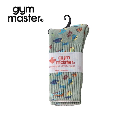 gym master ハッピーペイント クルーソックス 総柄 靴下 レディース メンズ 23-25cm 25-27cm カラフル アニマル レスラー おしゃれ かわいい フェス キャンプ プレゼント ギフト G857329 FISH