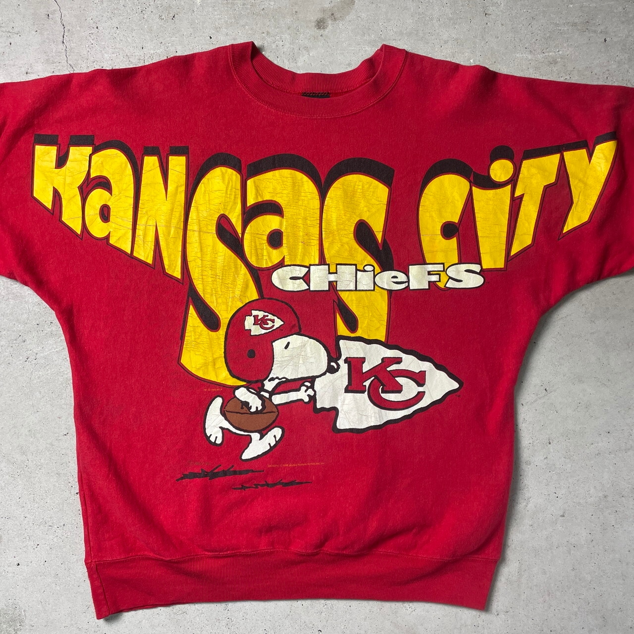 90年代 USA製 SNOOPY NFL KANSAS CITY CHIEFS キャラクター プリント 