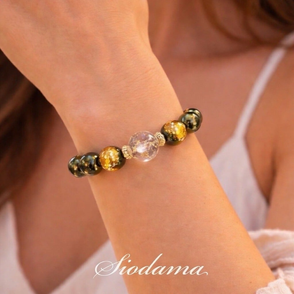 金運上昇】琉球黄金ホタルガラスブレスレット | 琉球塩珠