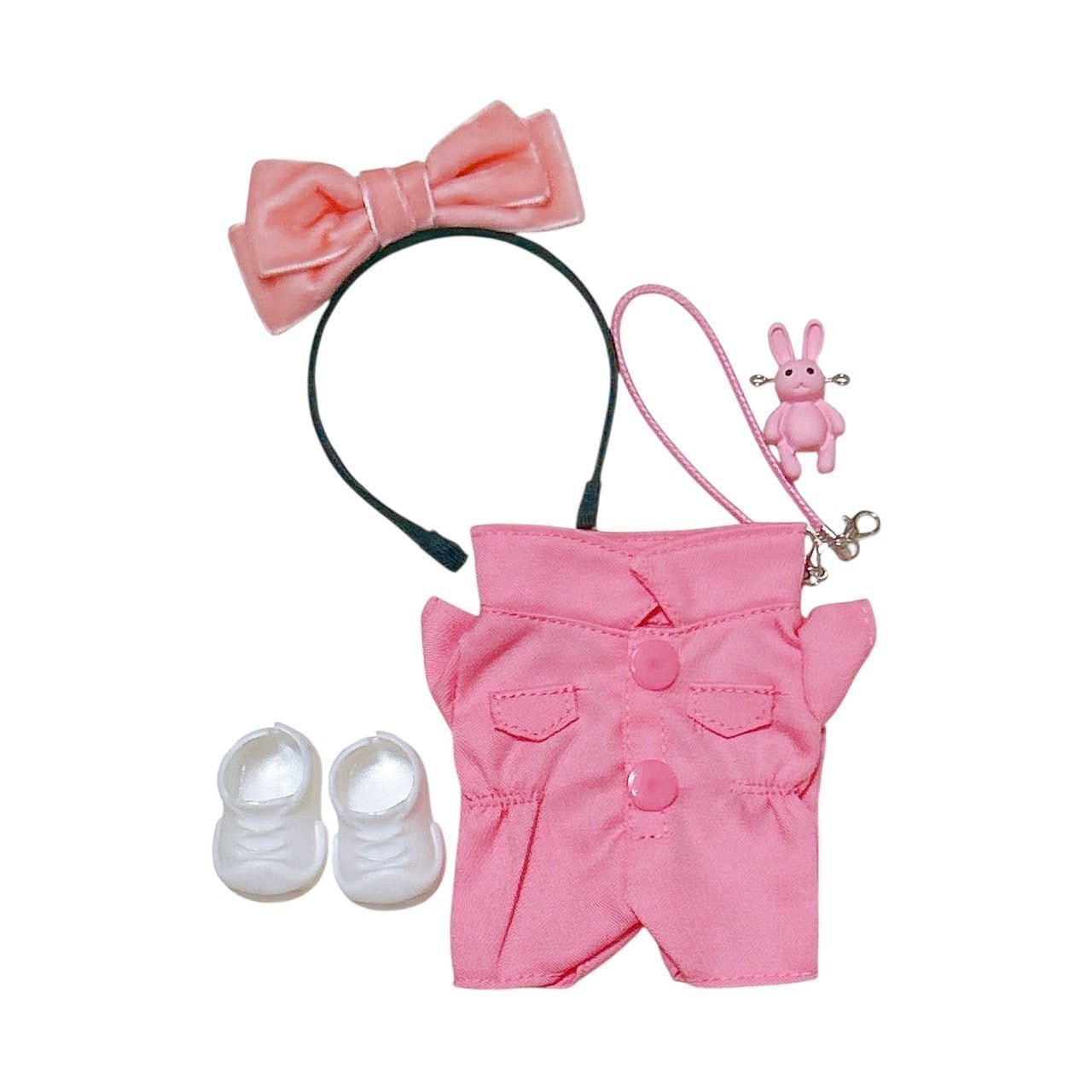 ぬい服 ラブブ 着せ替え 選べる2タイプ ピンクのつなぎセット 水玉の