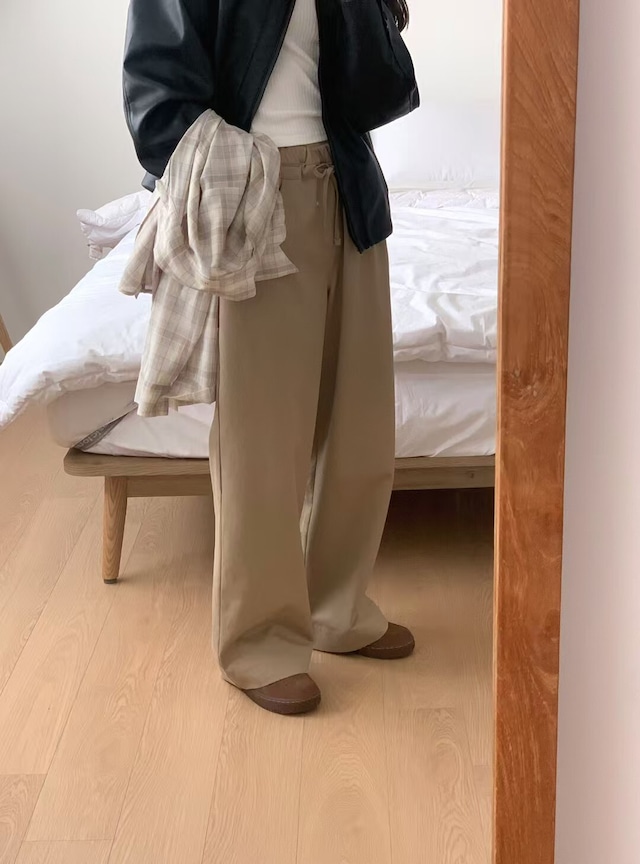 (即納) LITER / Rill cotton banding pants (ivory)