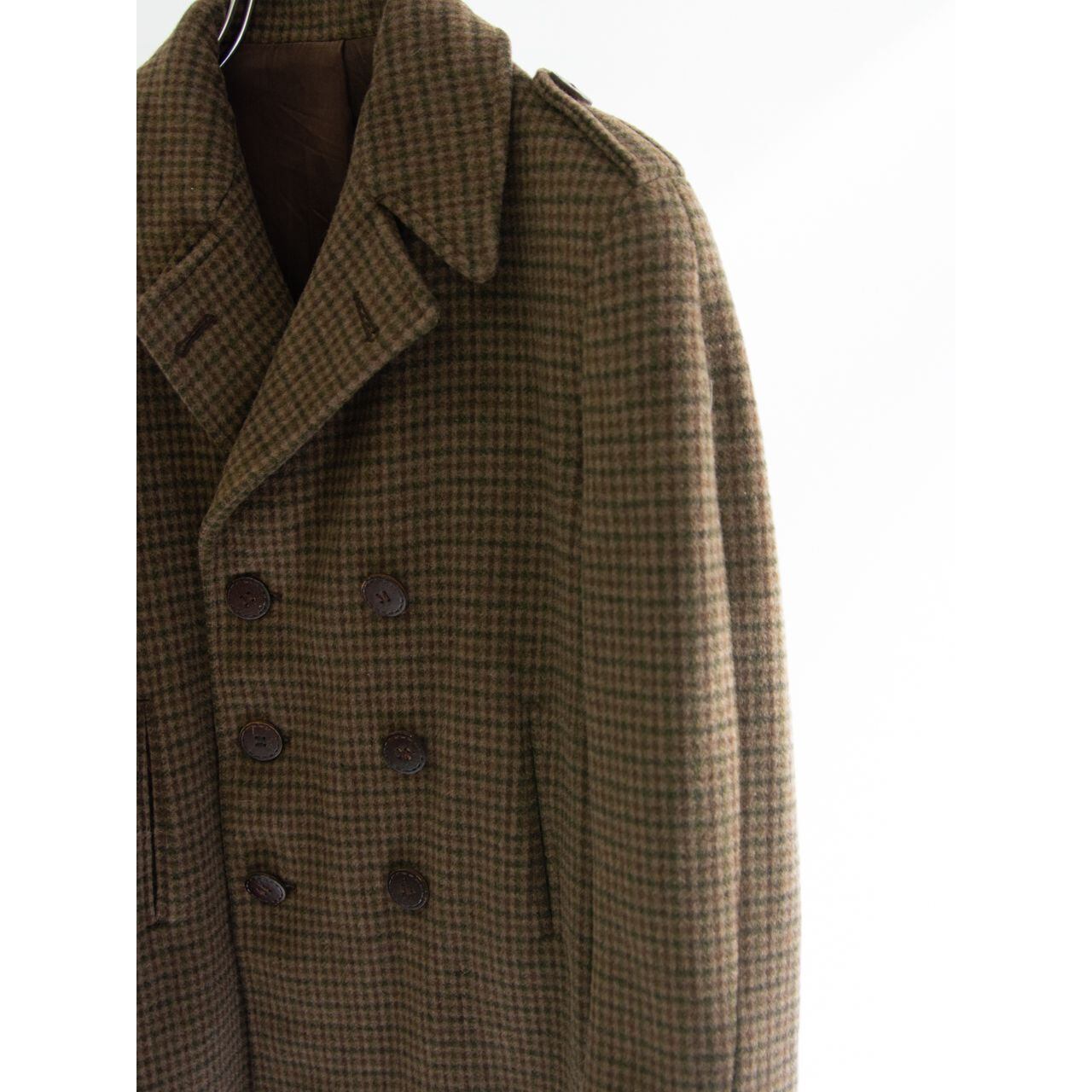 【Kids】Check wool double‐breasted coat（キッズ チェック柄ダブルブレストウールコート ジャケット）12c