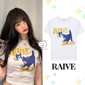 ★Red Velvet ジョイ 着用！！【RAIVE】RAIVE Cat T-Shirt in M/Grey