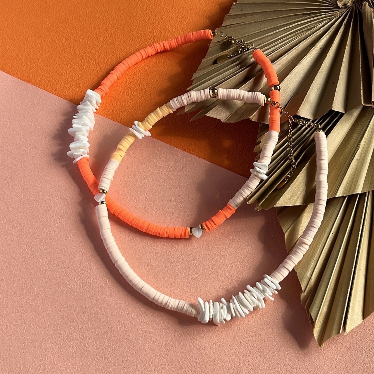 クレイ × シェル　バイカラーネックレス［GSN095］