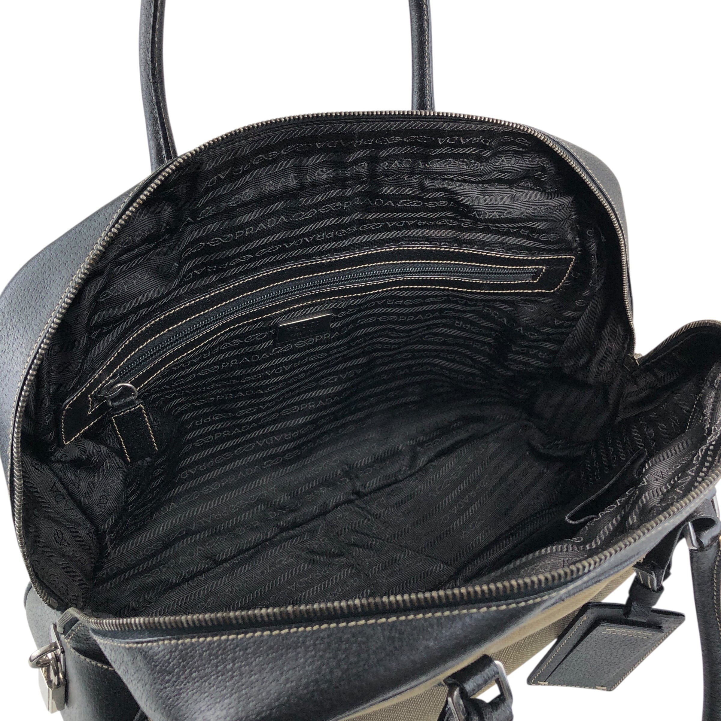 PRADA プラダ ハンドバッグ ブラック×ベージュ コンビ レザー