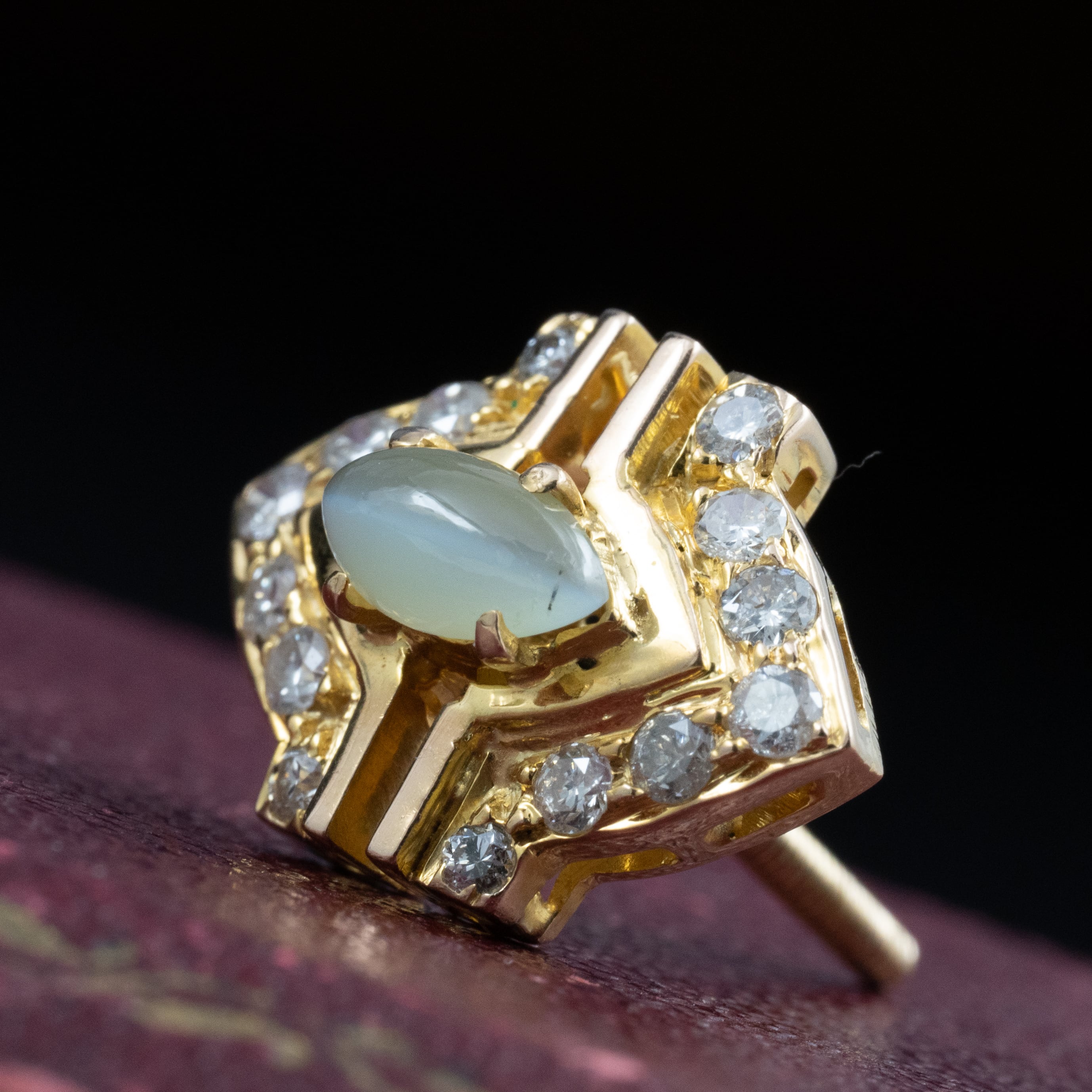 ✌︎('ω'✌︎ )舶来ヴィンテージ18k刻印の希少宝石クリソベリル