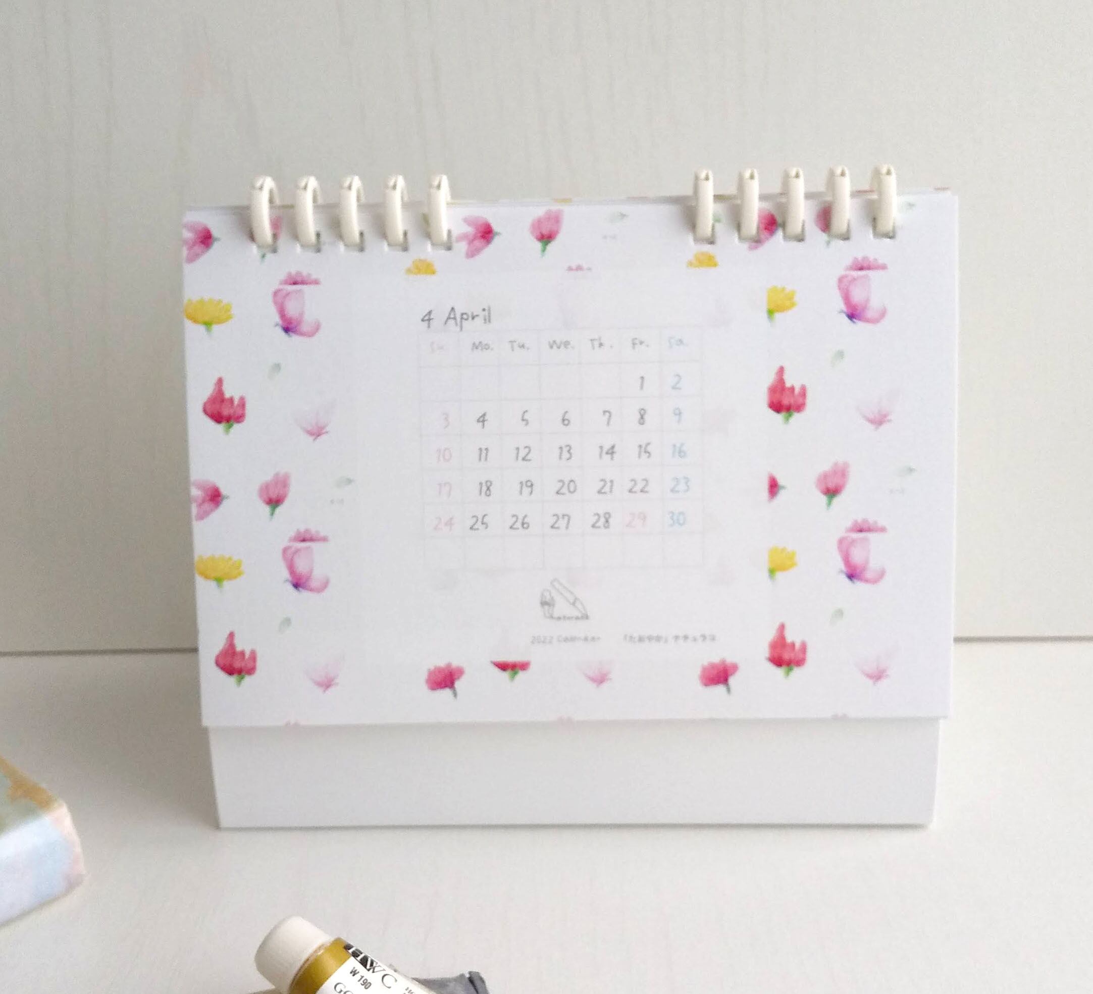 卓上カレンダー22年 毎月 パターン柄 透明感 花柄 アニマル ナチュラル イラスト 癒やし ナチュラコ ナチュラコ