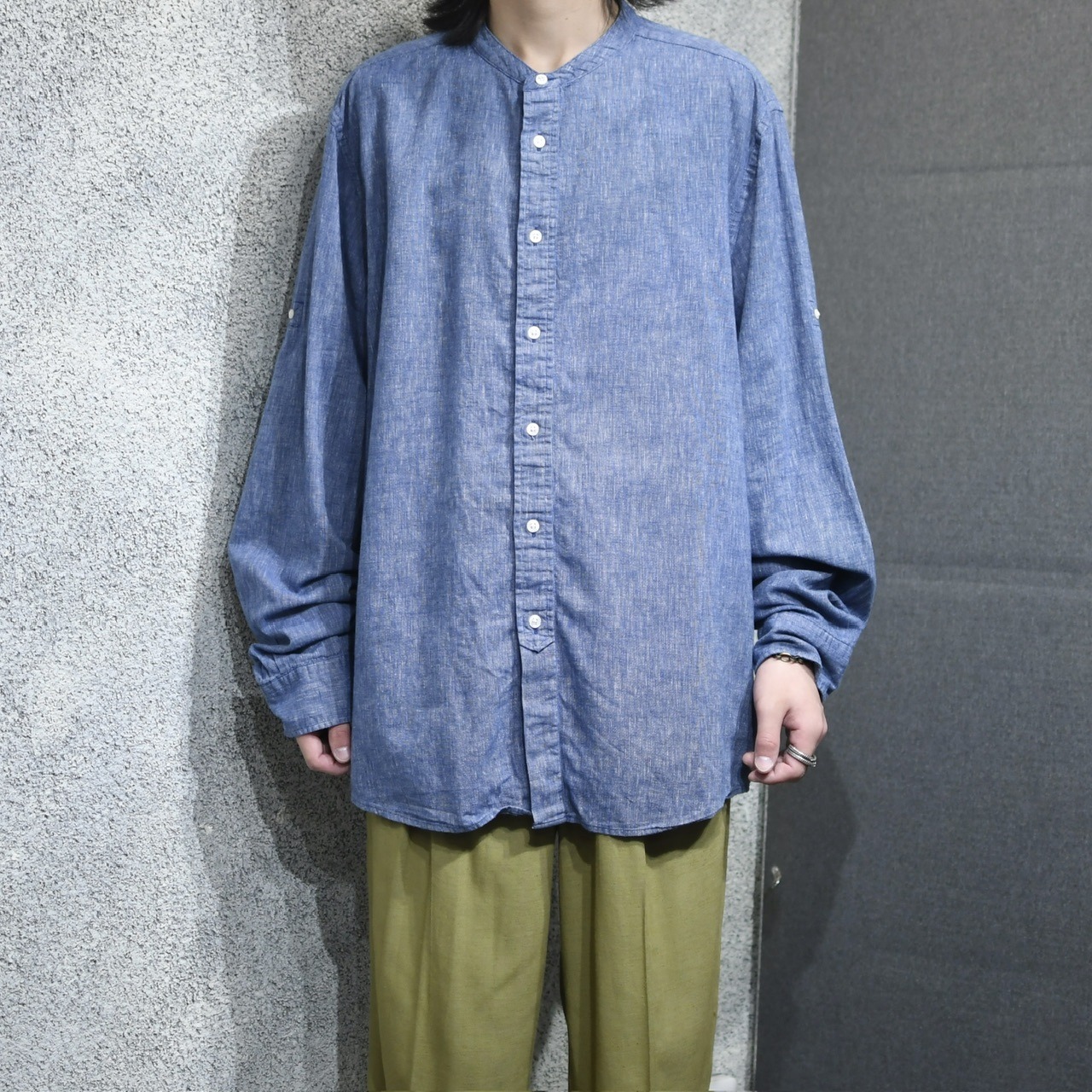 TOMMY HILFIGER cotton linen convertible sleeve shirt