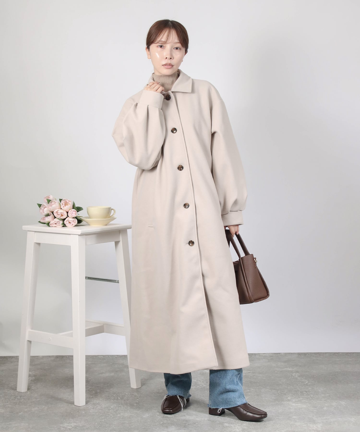 ステンカラー後タックロングコート | SocialGIRL（ソーシャルガール公式）