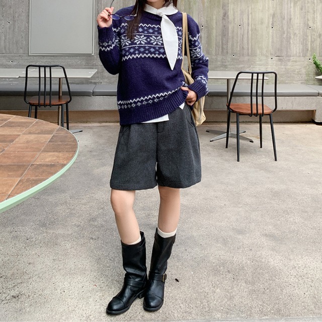 wide half pants J00086