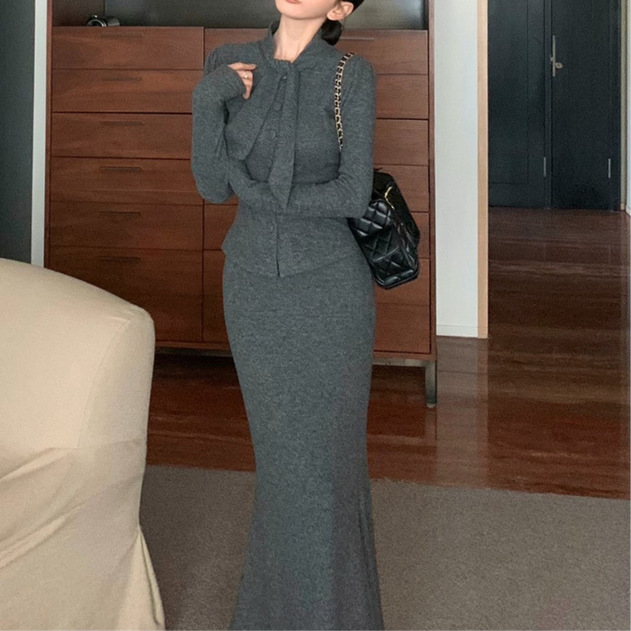 タイカラー ニット セットアップ 2color SE27