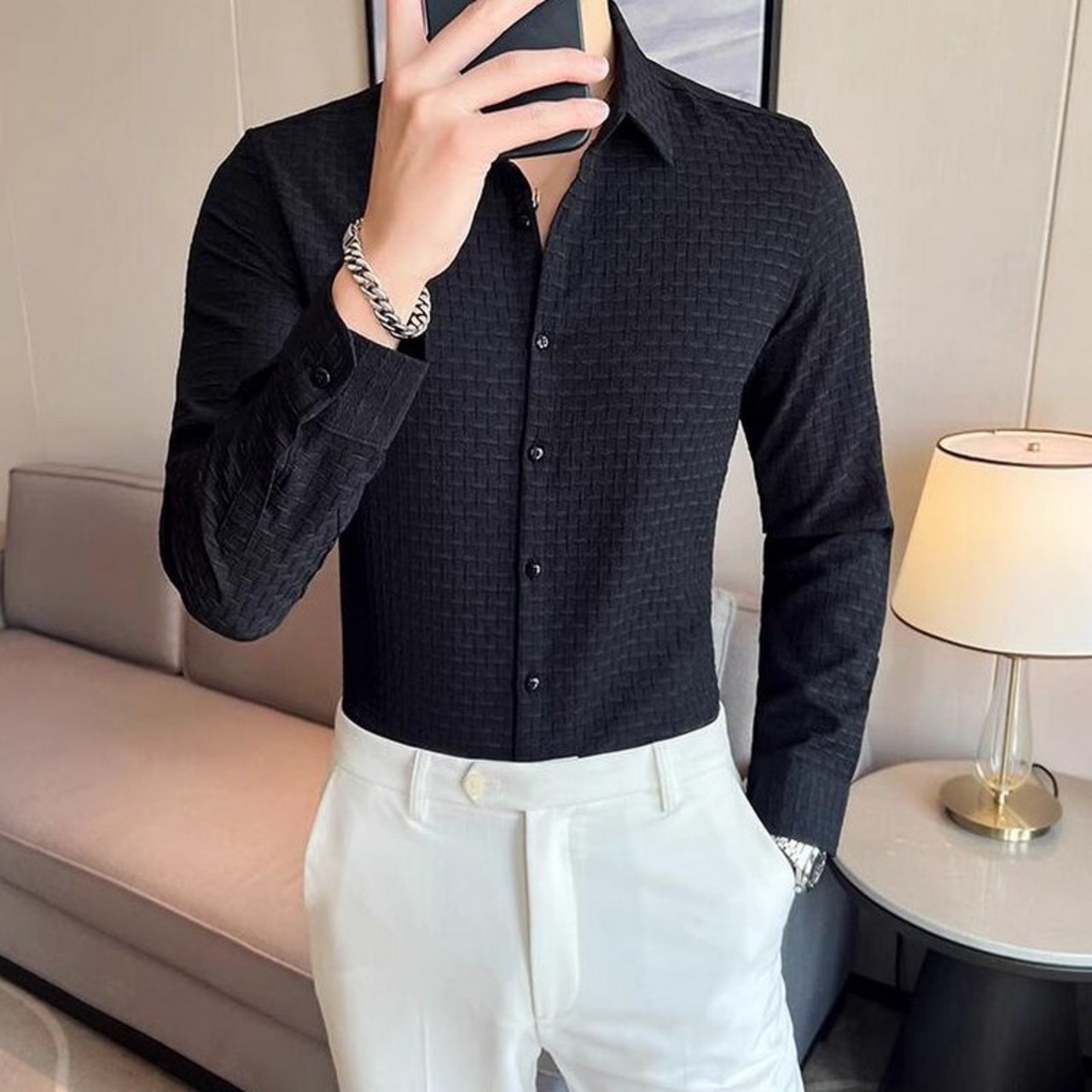 waffle shirt tops 00165